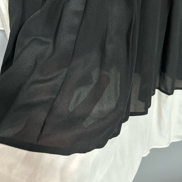 Beulah Silk Pleated Black White Collared Below Knee Dress, Size M - Picture 10 of 16